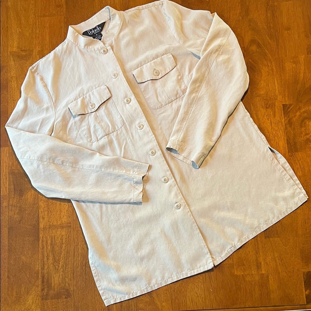 Rafaella Tan Silk Button-down Size Small